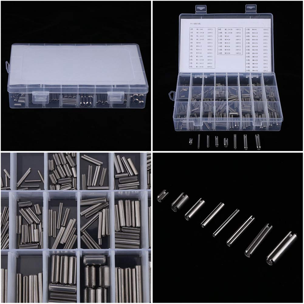 280pcs Spannstifte Federstift Hohlsplinte M1,5 M2 M2,5 M3 M4 M5 M6 M8 Edelstahl Feder Spannhülsen Se