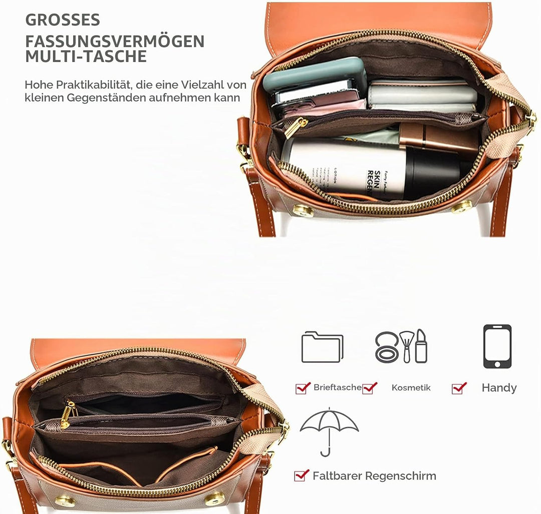 NICOLE &amp; DORIS Kleine Handtasche Damen Mode Umhängetasche Elegant Schultertaschen PU Leder Satchel H
