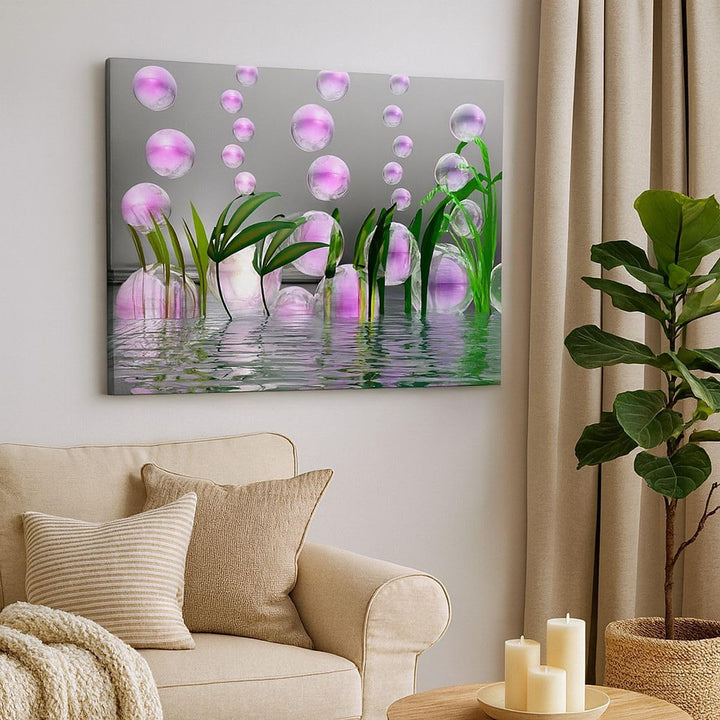 ARTTOR Bilder auf Leinwand 100x70cm Leinwandbild Computer Grafik Blase Gross Wanddeko Bild Schlafzim