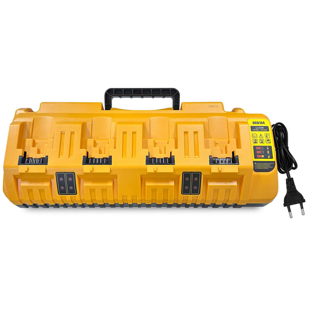 4 Ports Multi-Schnellladegerät Kompatibel mit Dewalt, für Dewalt 18V -22V Lithium-Batterie, Mit 2 US