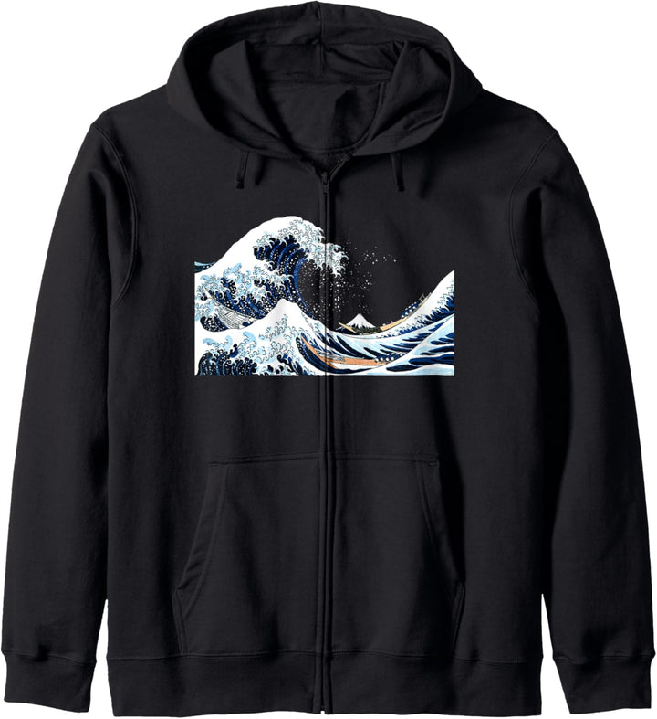 Die grosse Welle vor Kanagawa Hokusai Japanische Kunst Kapuzenjacke