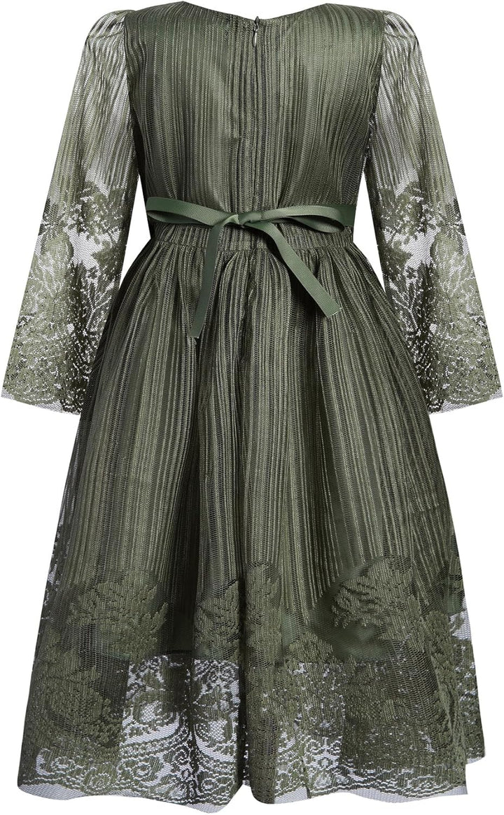 BONNY BILLY Mädchen Kleider Vintage Spitze Tüll Festlich Hochzeit Lang Abendkleid Ballkleid Partykle