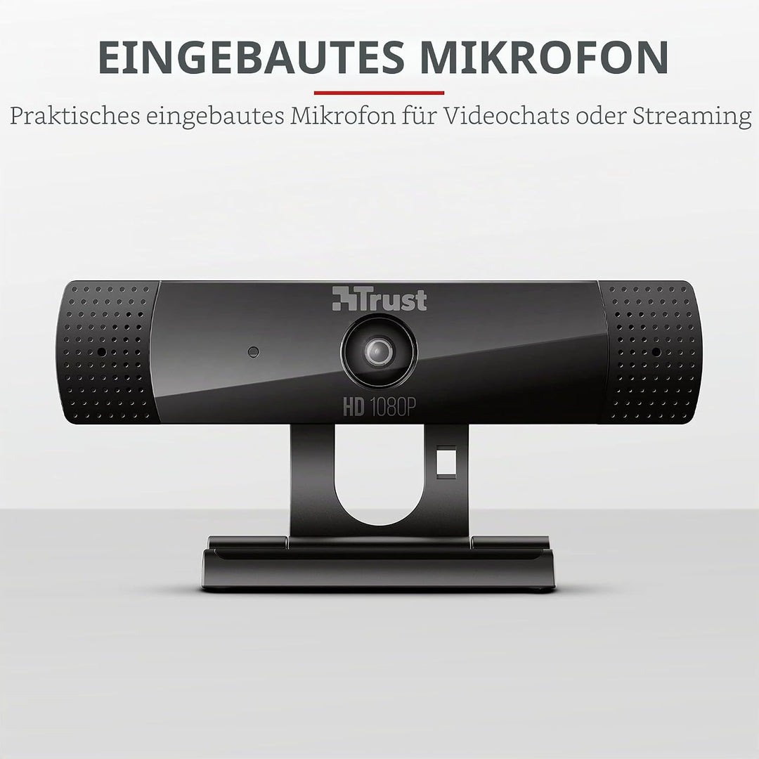 Trust Gaming GXT 1160 Vero Webcam Full HD 1080p 30 FPS Mit Mikrofon Für PC, Videokamera Für Videoanr