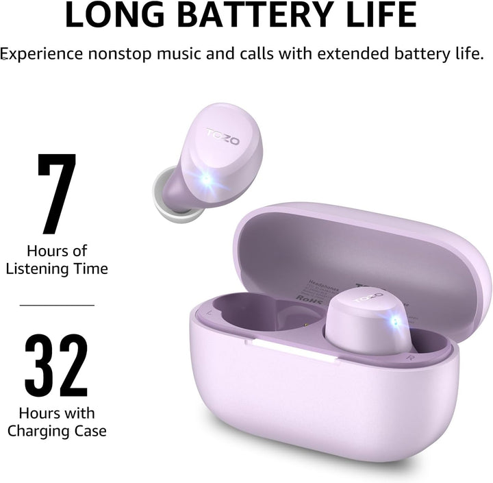 TOZO A1 In-Ear Kopfhörer Kabellos Bluetooth 5.3 mit 2 Mikrofonen für KI-Anrufe, App-Steuerung, 32 St