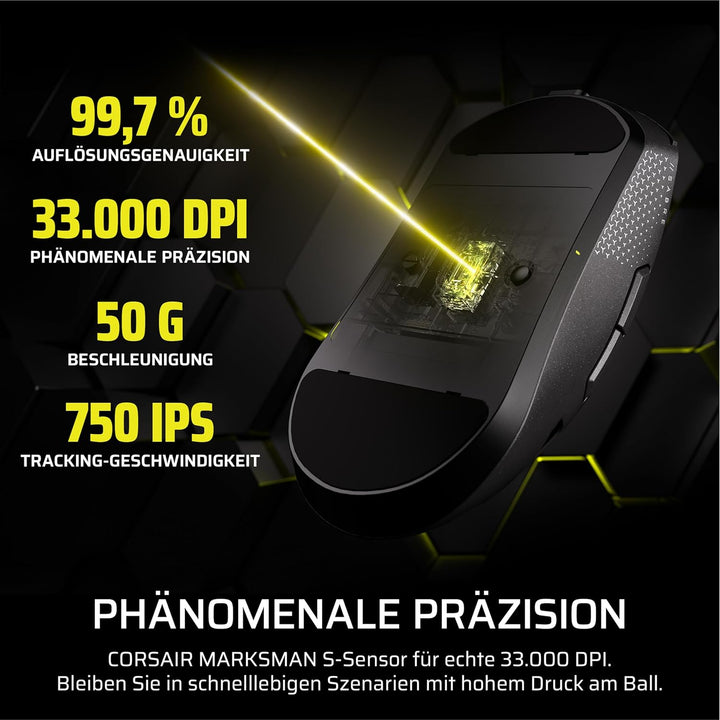 Corsair Sabre v2 PRO Kabellose MG FPS-Gaming-Maus – 33,000 DPI Marksman S-Sensor, 8,000Hz Hyper-Poll