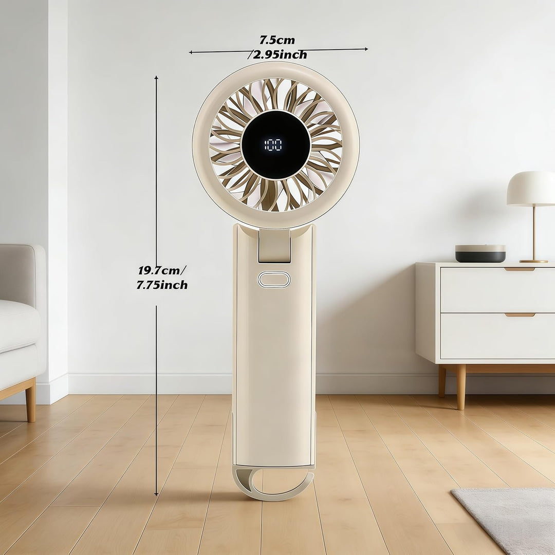 Handventilator, Mini Kleiner Ventilator Akku Aufladbar 13H Max Laufzeit 4000mAh, Tragbarer Mini Vent