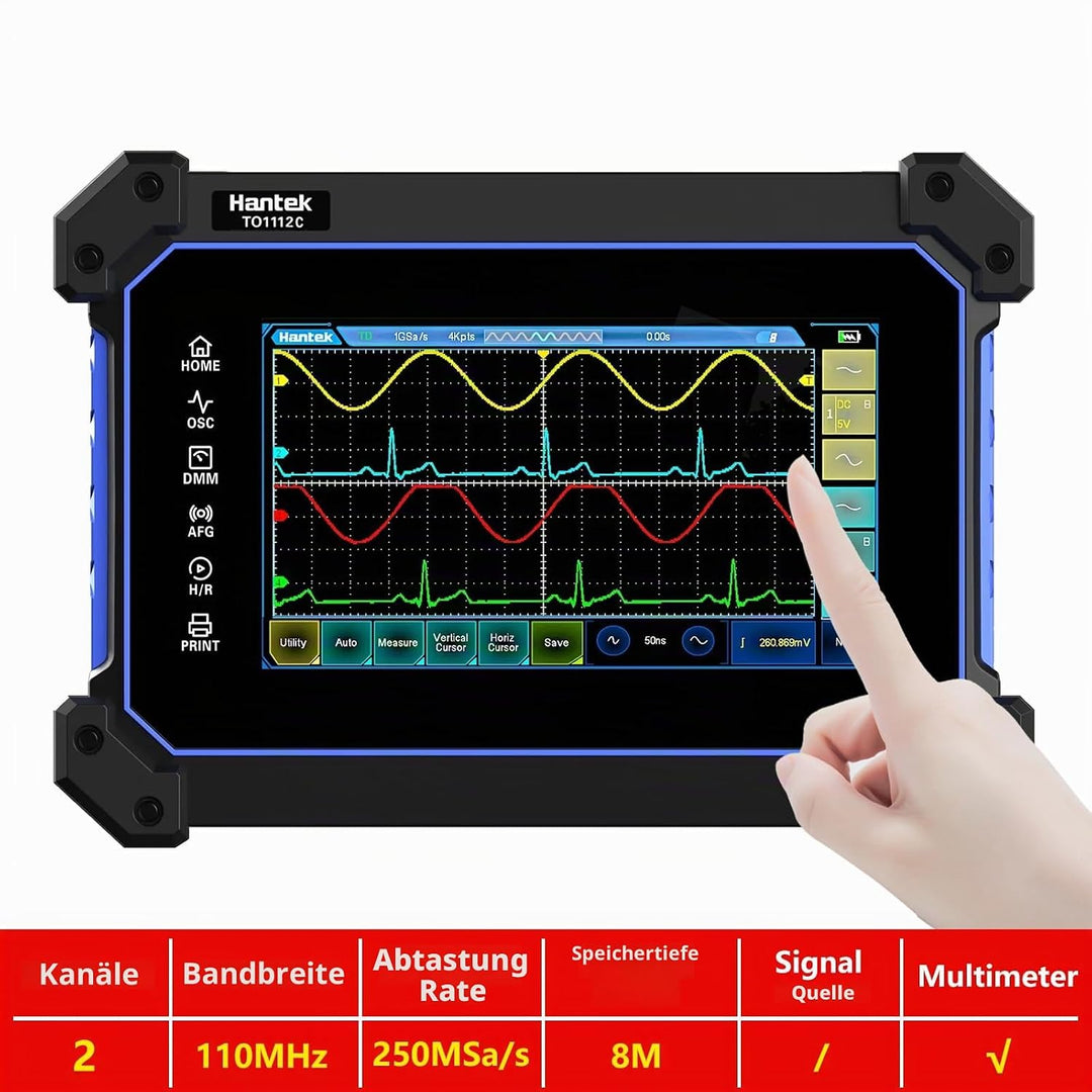 Hantek TO1112C Touch-Screen Digital Oszilloskop 2 Kanäle 110 MHz Hanheld Tablette Digital Oszillosko