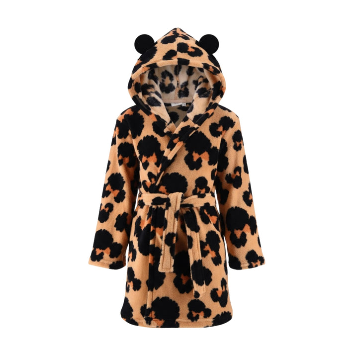 Disney Minnie Mouse Bademantel Mädchen, 3D Kapuzen Hausmantel Loungewear Weicher Fleece Morgenmantel