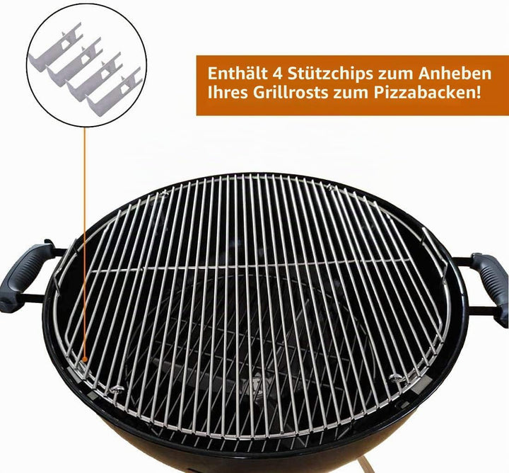 Onlyfire Edelstahl PizzaRing Kit mit Drehspiess, Komplettpaket Pizzaofen Umbausatz (incl. Pizzastein