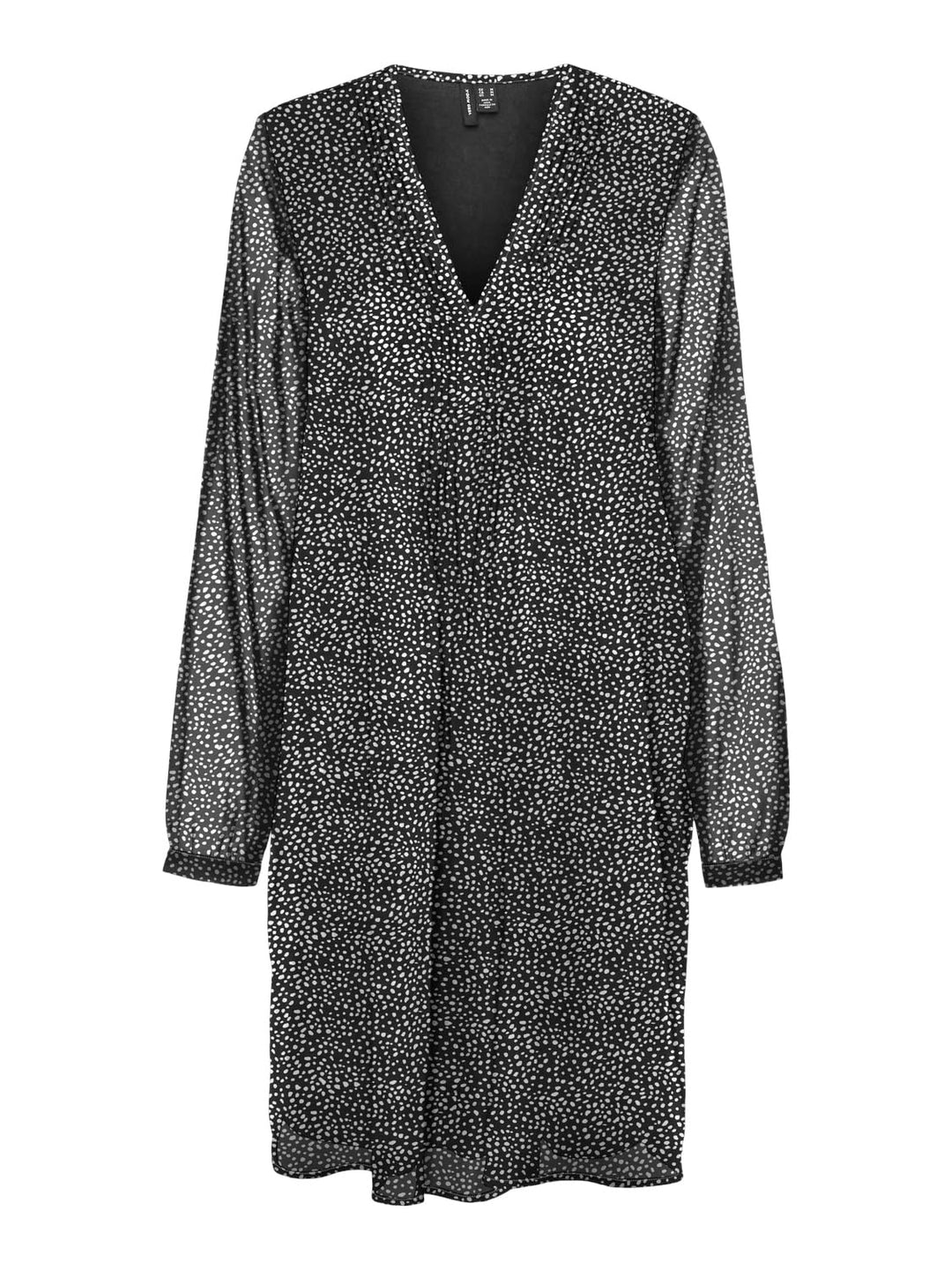 VERO MODA Damen Vmholly Ls Pleat Short Dress WVN Ga Minikleid, Black/Aop:joey Dot