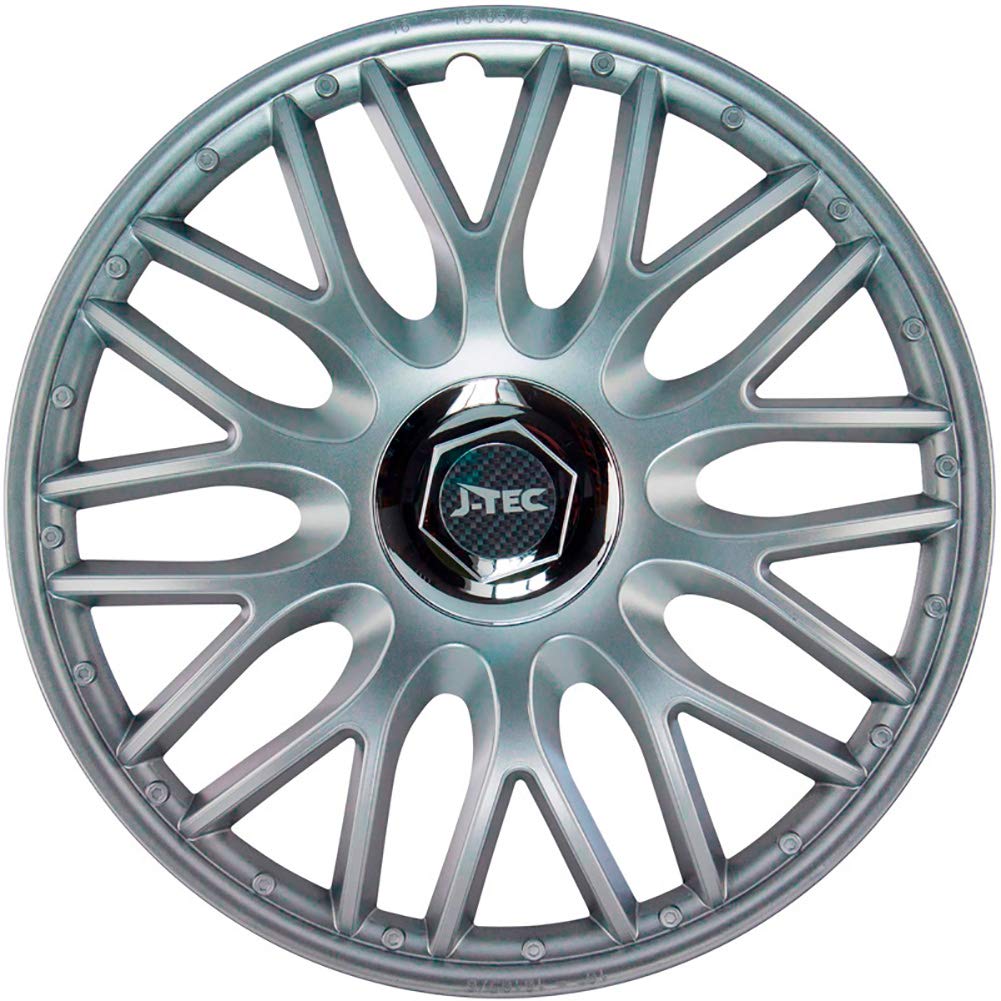 Satz J-Tec Radzierblenden Orden R 13-Zoll Silber + Chrom Ringe 13-inch Silber + Chrom Ringe, 13-inch
