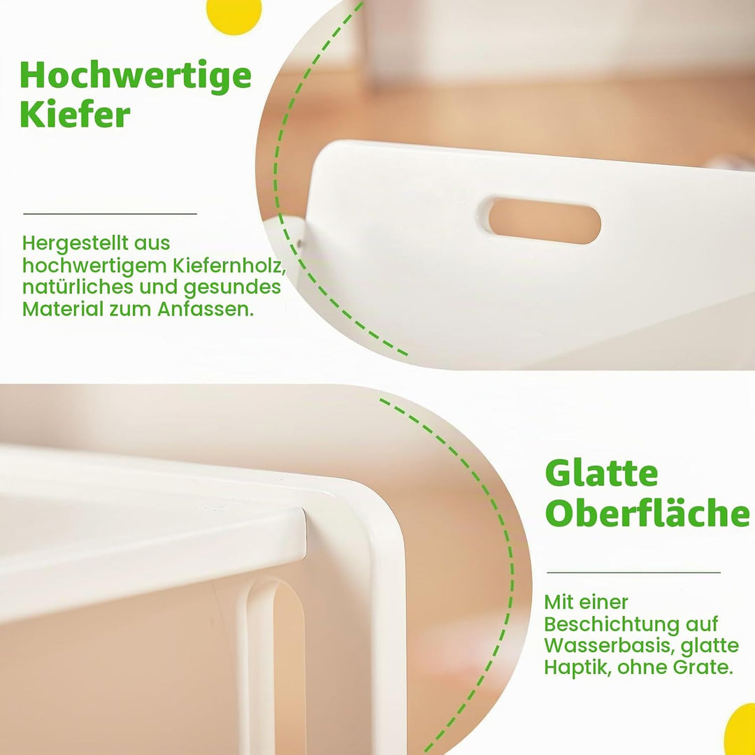 FUNLIO Montessori Beikosttisch und Stuhl-Set für Kleinkinder 1-3 Jahre, höhenverstellbar, Kinder-Tis
