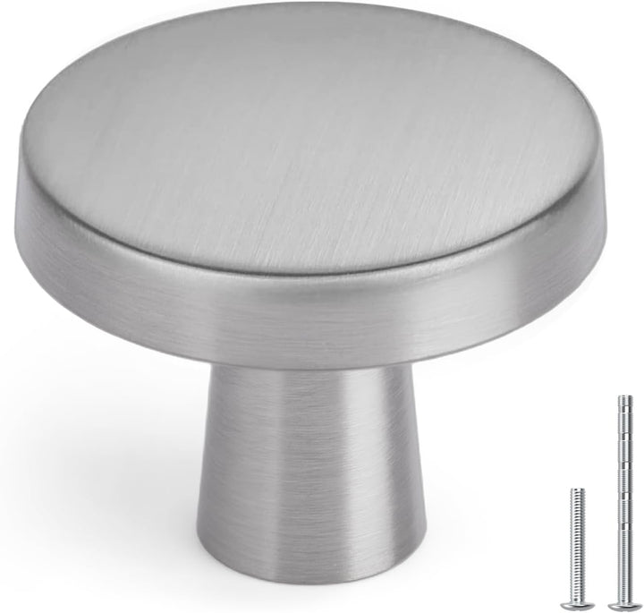 LONTAN 20 Stück Möbelknöpfe edelstahl Schrankknöpfe Rund Knöpfe Schrank Silber Schubladenknöpfe Möbe