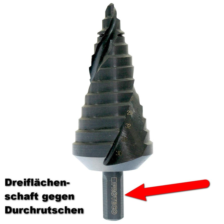 Proteco-Werkzeug® HSS Titan TIN TIAlN Profi Stufenbohrer Schälbohrer Konusbohrer Metallbohrer 10-45
