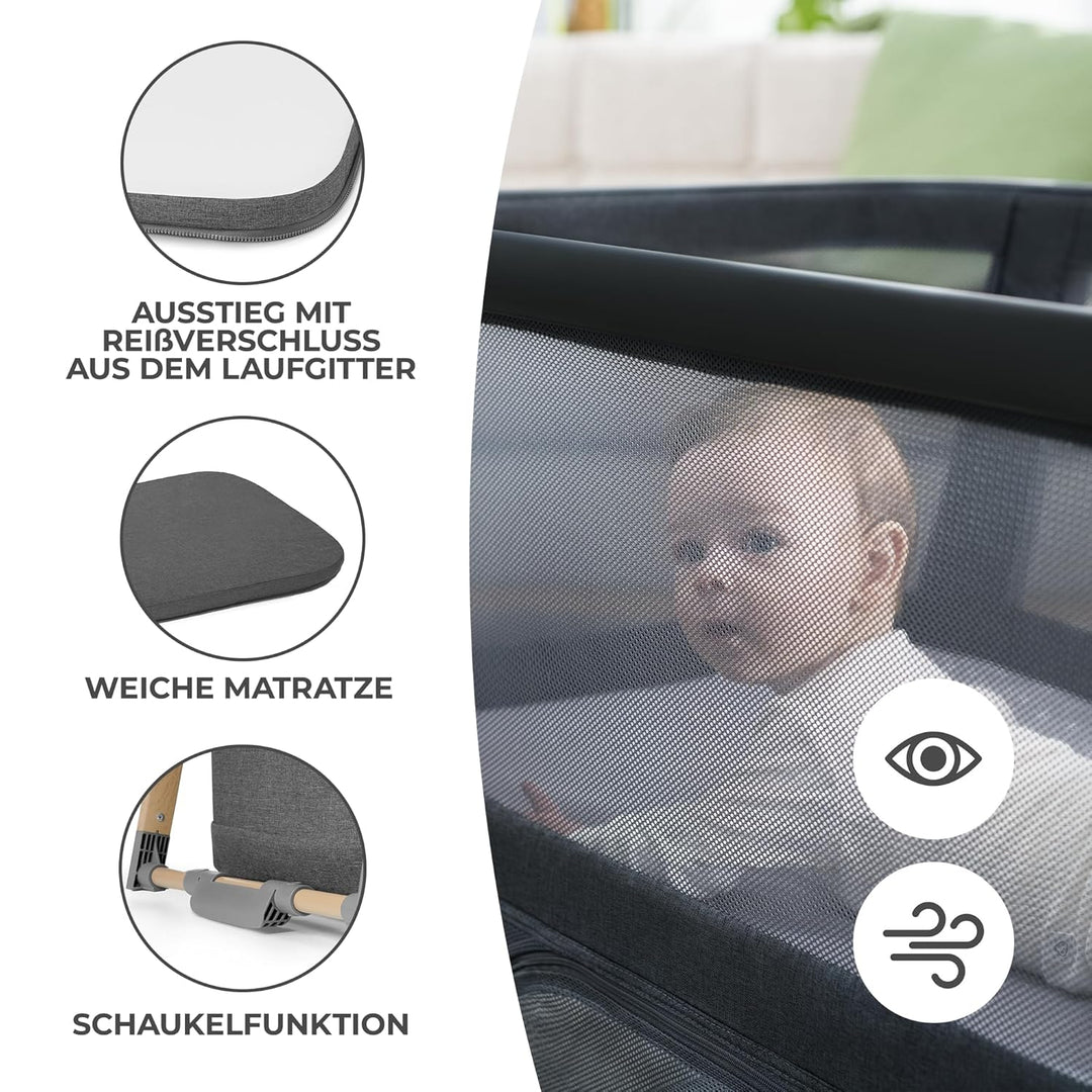 Kinderkraft Kinderreisebett 4 in 1 SOFI, Babybetten, Kinderbett, Baby Zustellbett, Reisebett mit Zub