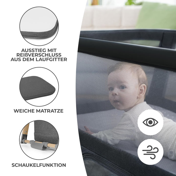 Kinderkraft Kinderreisebett 4 in 1 SOFI, Babybetten, Kinderbett, Baby Zustellbett, Reisebett mit Zub