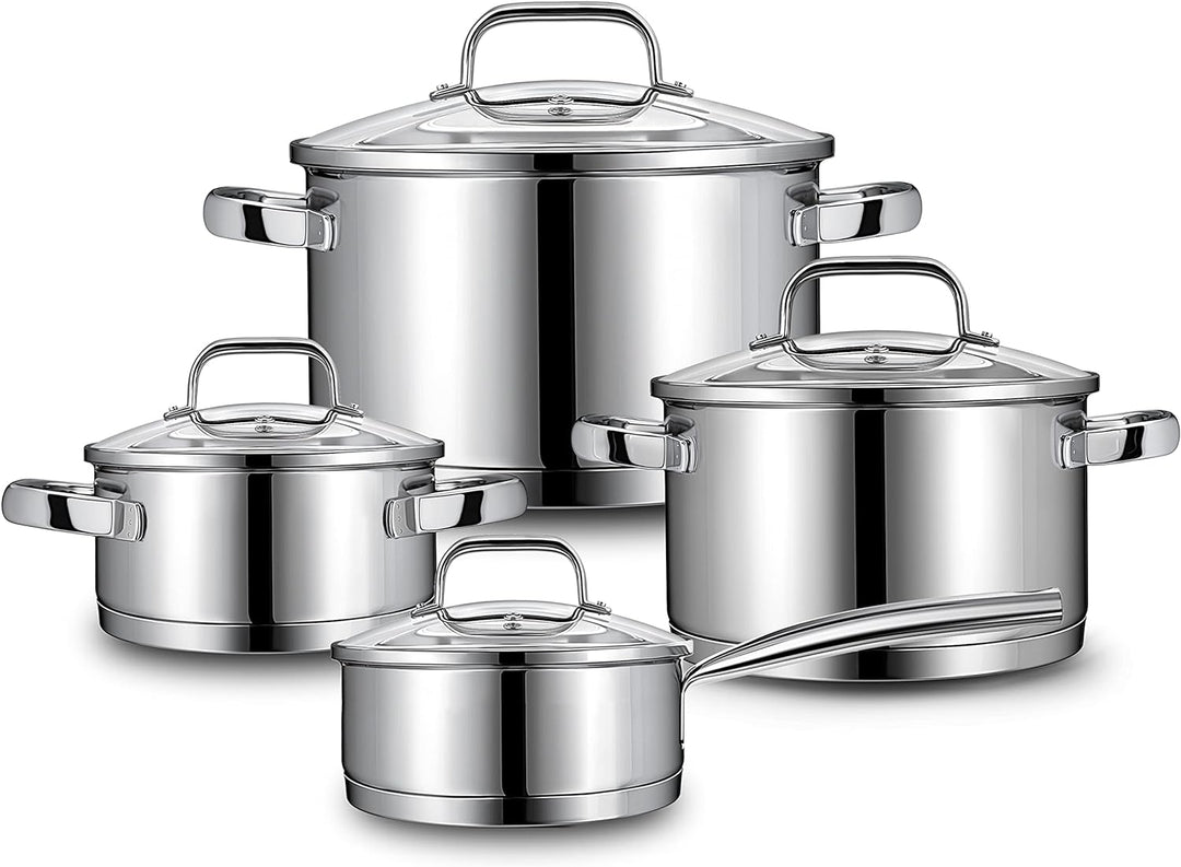 Linnuo kleiner Topf Induktion 16cm mit Glasdeckel, Kochtopf klein 1,5l aus 18/10 Edelstahl, Griff ni