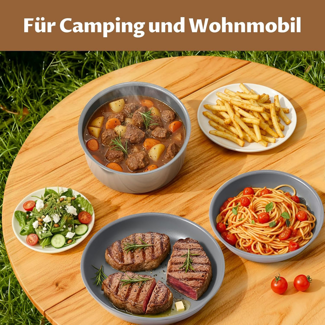 Topfset mit Abnehmbarer Griff, 7-Teilig Topf und Pfannenset, Keramik Antihaft Pfanne, Molekulare Ind