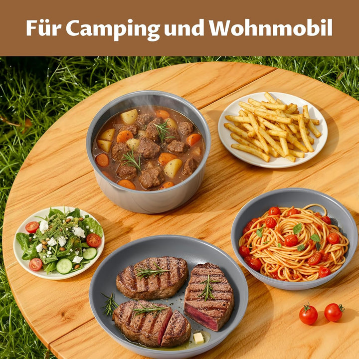 Topfset mit Abnehmbarer Griff, 7-Teilig Topf und Pfannenset, Keramik Antihaft Pfanne, Molekulare Ind