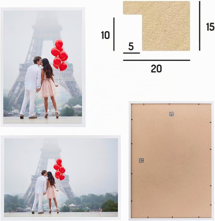 CABBEL Bilderrahmen 1er Set 60x80 MDF Holz-Rahmen mit bruchsicherem Acrylglas in Weiss 60x80 cm / 1x