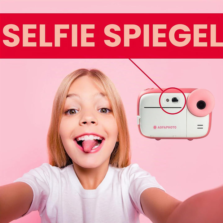 AGFA Photo Realikids Instant Cam + 3 Rollen Thermopapier, ATP3WH – Sofortbildkamera für Kinder, LCD-