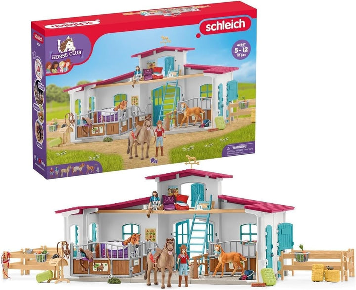 SCHLEICH 42567 Reiterhof, für Kinder ab 5-12 Jahren, HORSE Club - Spielset &amp; 42535 Abenteuer mit Aut