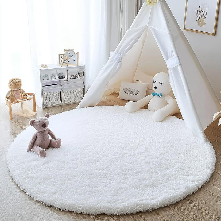 Rund Teppiche Hochflor Rund Teppich Wohnzimmer Langflor Teppiche für Wohnzimmer flauschig Shaggy Sch