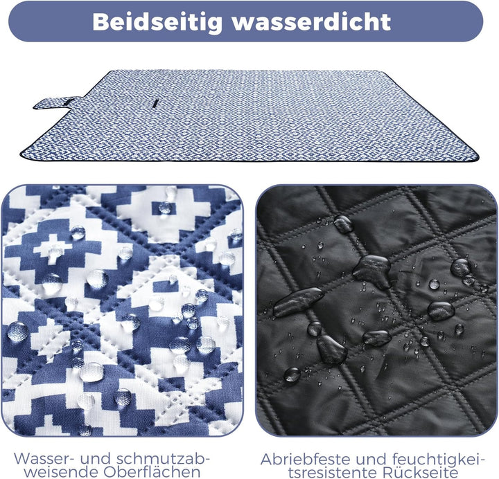 Oak & Tea Picknickdecke 150 x 200 cm, wasserdicht & isolierend, Grosse Faltbare Strandmatte, Camping