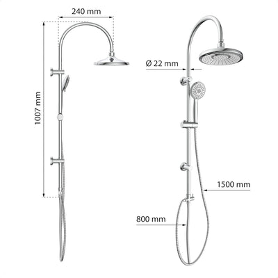 EISL Duschset SOMMERREGEN, Duschgarnitur mit Regendusche (Ø 220 mm) und Handbrause 3 Strahlarten, id