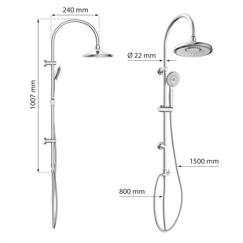 EISL Duschset SOMMERREGEN, Duschgarnitur mit Regendusche (Ø 220 mm) und Handbrause 3 Strahlarten, id