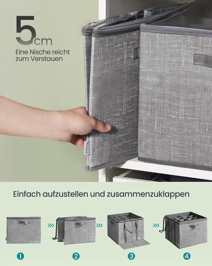 SONGMICS Schuh-Organizer, für bis zu 16 Paar Schuhe, Schuhaufbewahrung, Griffe, transparenter Deckel