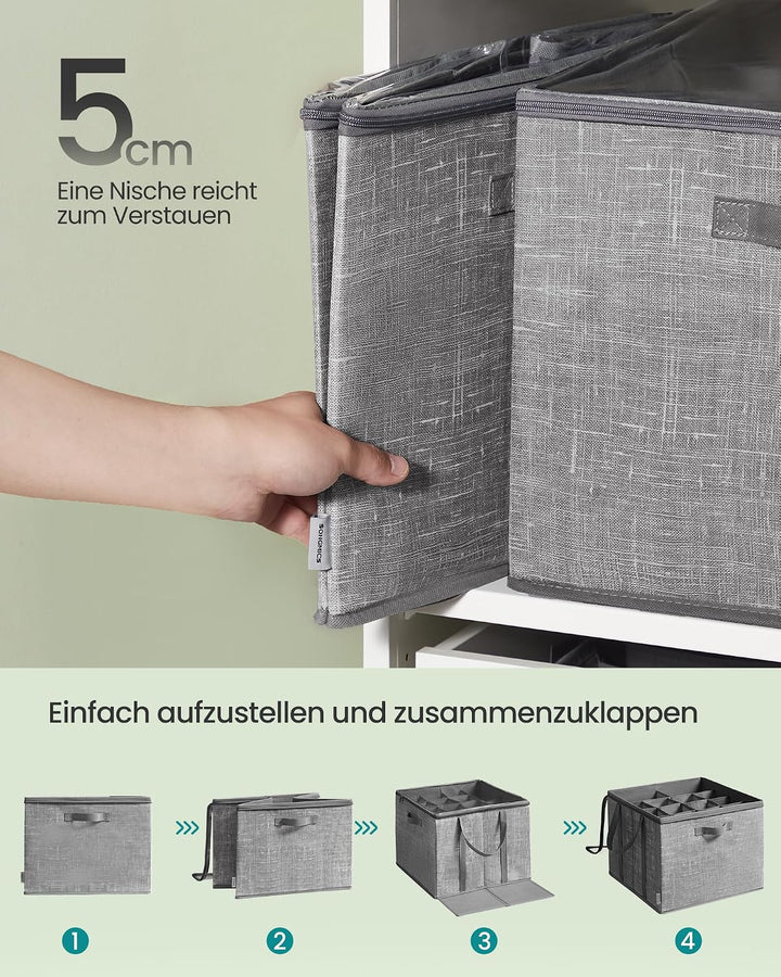 SONGMICS Schuh-Organizer, 2er Set, jeder für bis zu 16 Paar Schuhe, Schuhaufbewahrung, Griffe, trans