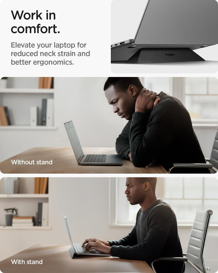 Spigen Slim Fold Tragbarer Laptop-Ständer & Tastatur-Erhöhung, Faltbar, Ergonomisch Verstellbar, Ant