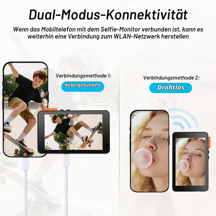 Koolertron 4 Zoll Handy Selfie Monitor mit Lautsprechern und Ständer, Magnet Rückkamera Selfie Monit