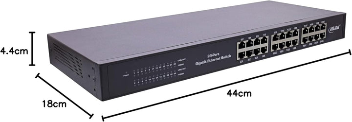 InLine® Gigabit Netzwerk Switch 24-Port, 1GBit/s, 48,26cm (19"), Metall, lüfterlos.