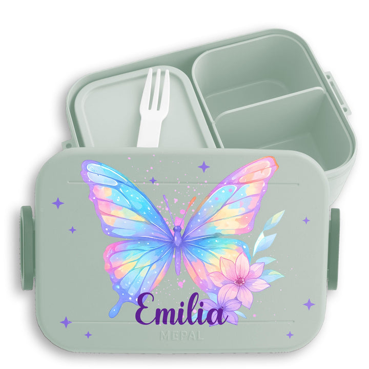 Kinder Bento Box Midi Lunchbox für Mepal Bentobox - Brotbox Schmetterling Schulkind Geschenk mit Nam