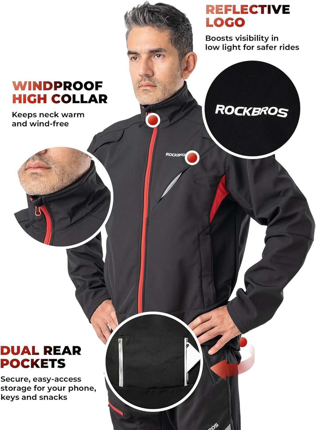 ROCKBROS Winter Jacke/Hose Fahrradbekleidung Herren Fahrrad Radjacke Lange Windjacke Radhose Freizei