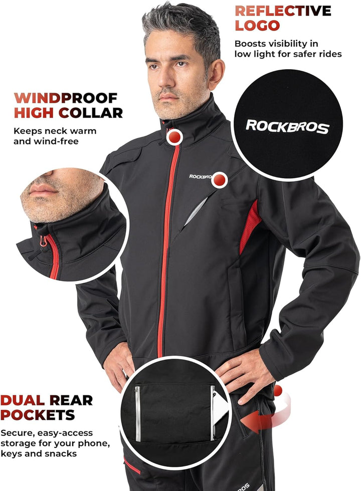 ROCKBROS Winter Jacke/Hose Fahrradbekleidung Herren Fahrrad Radjacke Lange Windjacke Radhose Freizei
