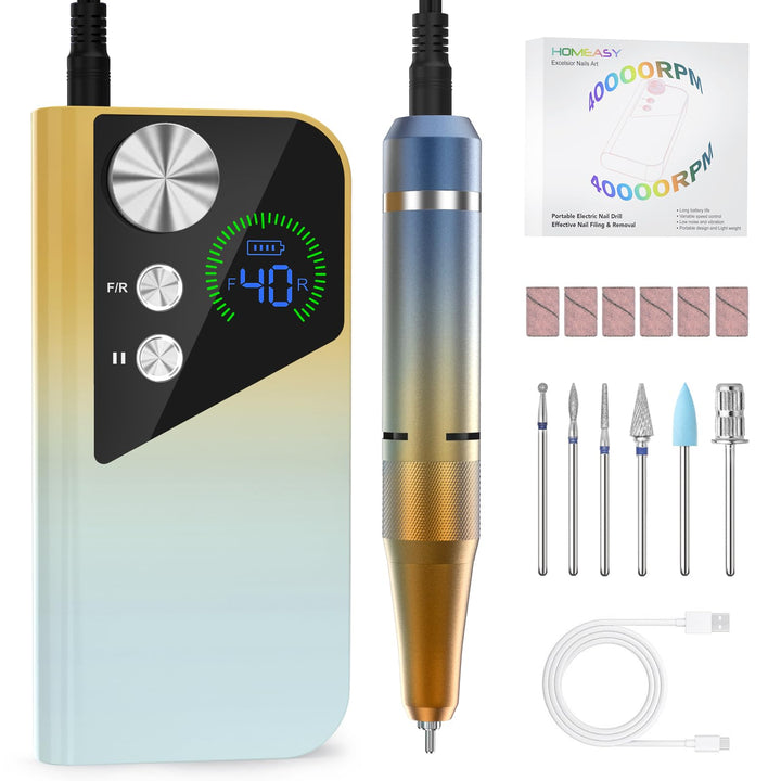 Nagelfräser 40.000 U/min Profi. Tragbar Fräser Nägel Elektrische Nagelfeile Wiederaufladbare Fräser