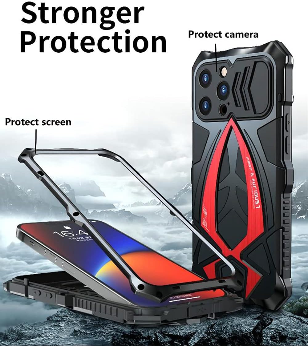 CeeEee Stossfest Hülle für iPhone 13 Pro Max Hybrid Metall und Silikon Cover Unzerbrechliche Schutzh