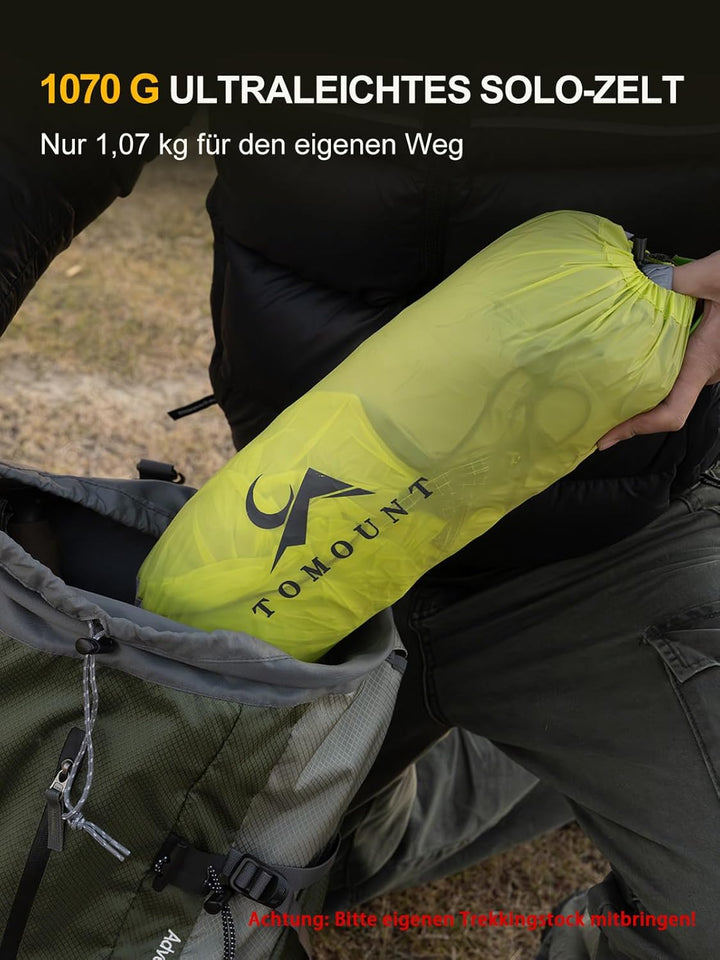 TOMOUNT Ultraleichte Nylon Trekking Shelter EIN-Mann Zelt Kleine Packungsgrösse Zeltbahn, 4 Saison W