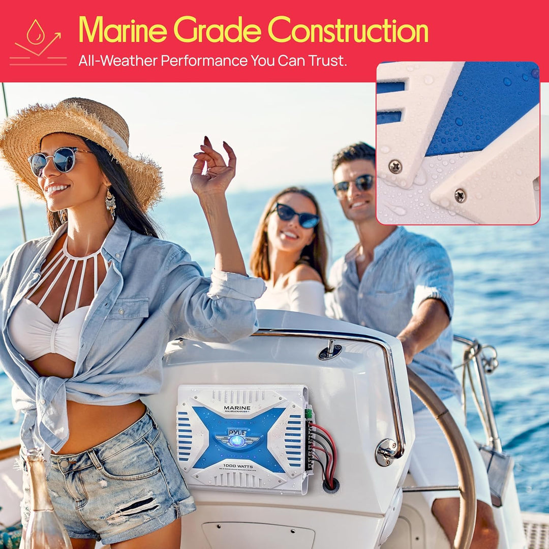 Pyle PLMRA430BT 2.1 Bluetooth-Marine-Verstärker-Empfänger - Wasserdichter, drahtloser 4-Kanal-Überbr