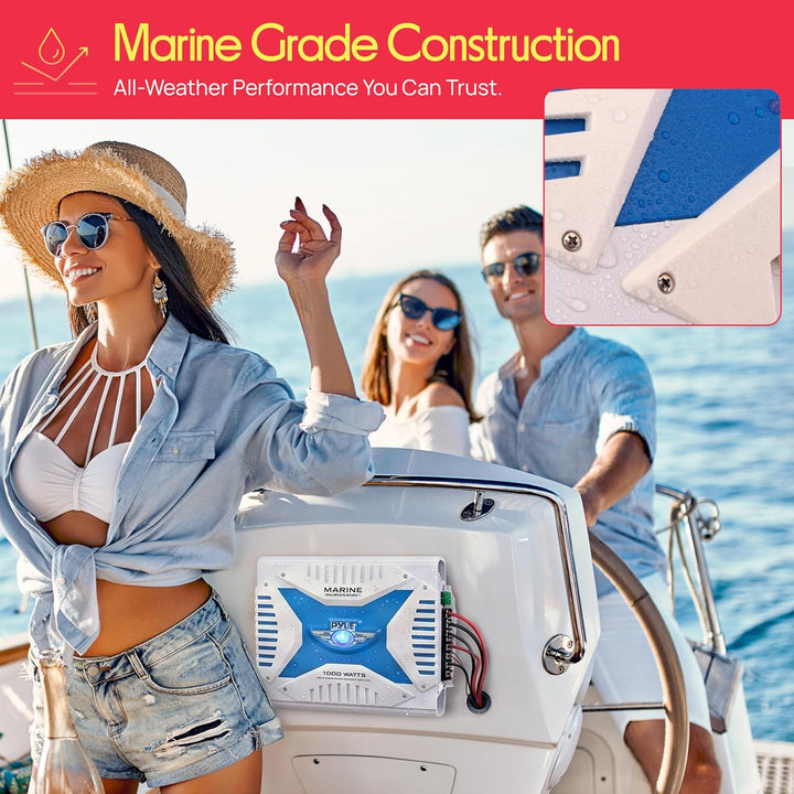 Pyle PLMRA430BT 2.1 Bluetooth-Marine-Verstärker-Empfänger - Wasserdichter, drahtloser 4-Kanal-Überbr