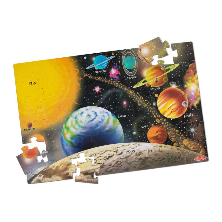 Melissa & Doug 10413 Sonnensystembodenpuzzles, leicht zu reinigende Oberfläche, fördert die Hand-Aug