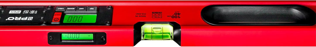 PRO900 Digitale Wasserwaage 100cm mit 2 LCD Displays und Abdeckung - Elektronische Wasserwaage mit M