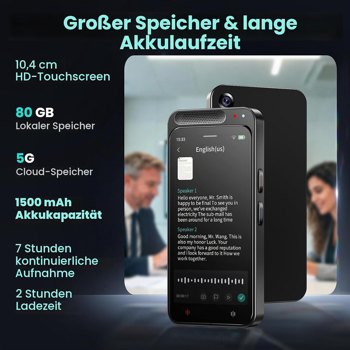 Note AI Digitales Diktiergerät mit Schreibfunktion Transkription,Zusammenfassung,Übersetzung Online