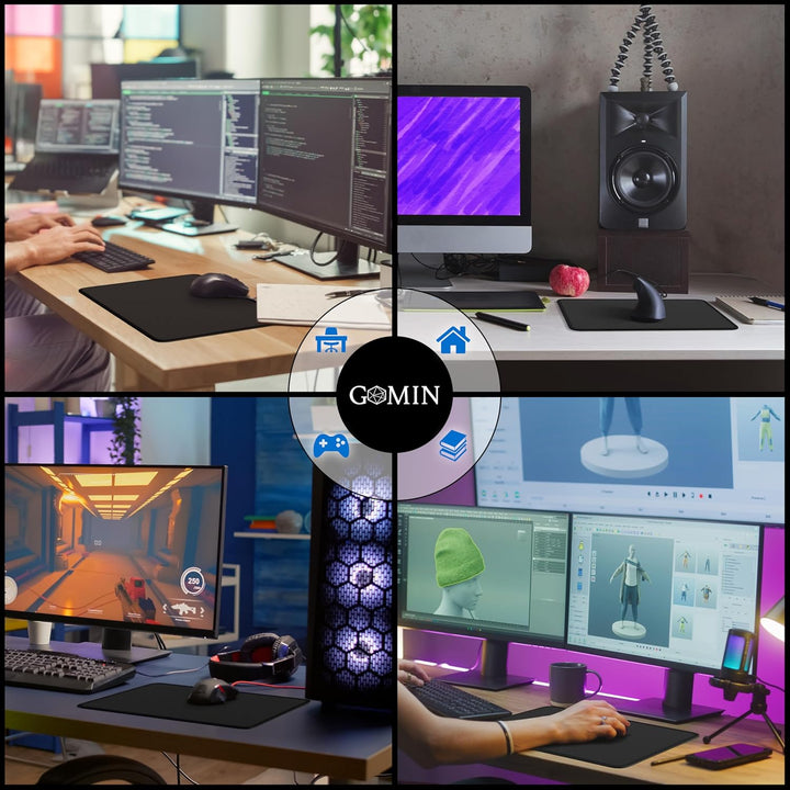 Gomin Mauspad - 28 x 20 cm (5er Pack) Gaming Mauspad rutschfest – Vernähte Kanten - verbessert Gesch