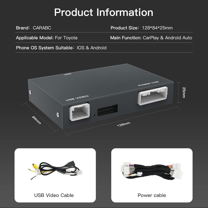 CARabc Wireless Carplay Android Auto Adapter für Toyota mit Entune2.0 2014-2019, Passend für Tundra/