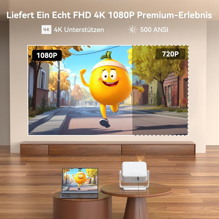 4K Mini Beamer Netflix kompatibel Heimkino-Projektor Full HD 1080p Android 13 360° drehbarer elektri