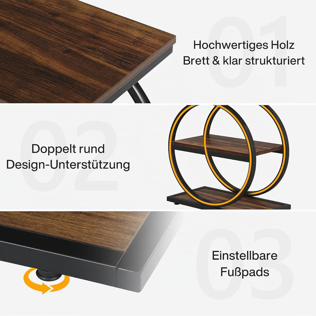 Tribesigns 3-Tier Beistelltisch Schmaler Holz, Couchtisch Sofatisch mit Schwarzem Metallrahmen, Indu